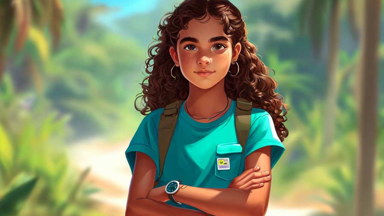 Patrícia Silva (Patty) - garota de 14 anos com cabelo cacheado e postura confiante